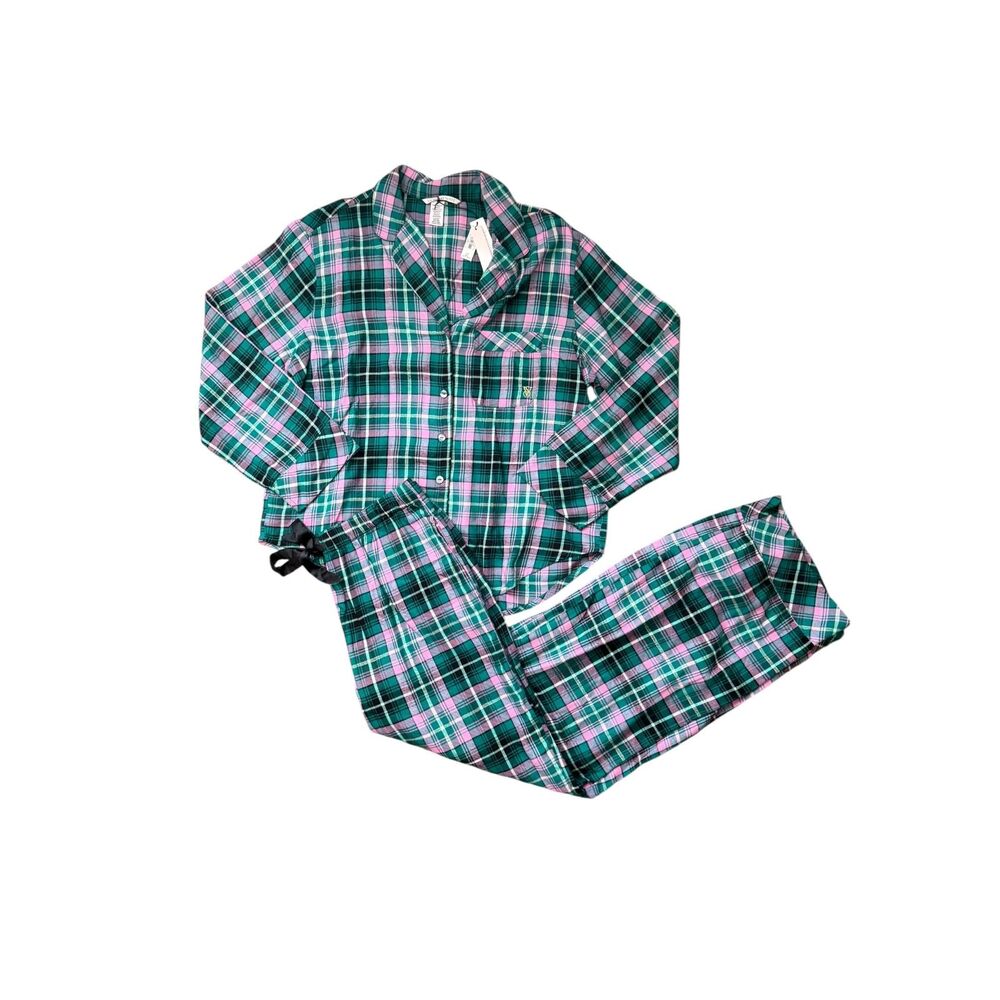 NWT Victorias Secret Pajama Set Size S Short Pink/Green Wicked Plaid Set